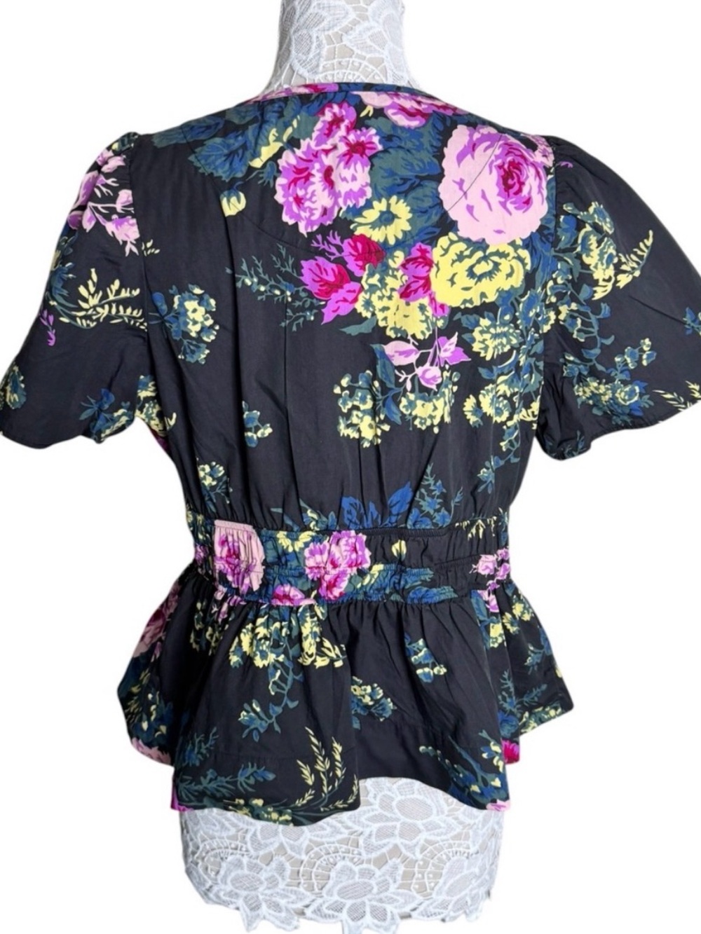 Anthropologie Somerset Floral Peplum Blouse Top women’s size X-Large vibrant - Picture 3 of 5